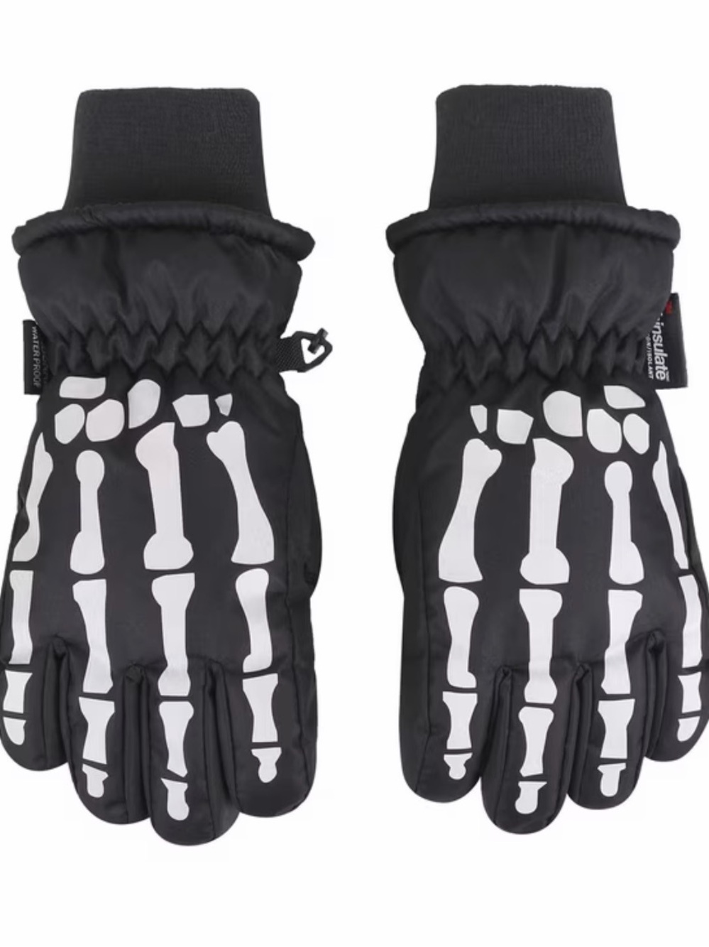 Kids Black Skeleton Gloves Costume 3M Thinsulate Halloween Boys Girls Winter